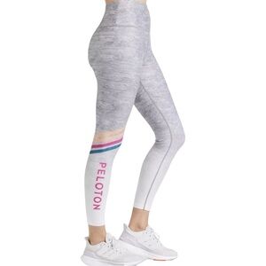 Peloton Women Gray Roller Rink High Waist Glitter Leggings Large EUC Cycling Gym